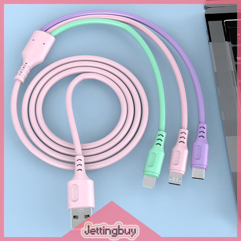【Jettingbuy】 Flash Sale Fast Charging Apple/ Android /TYPE-C Cable 3 In 1 Charger USB Cable Data Line