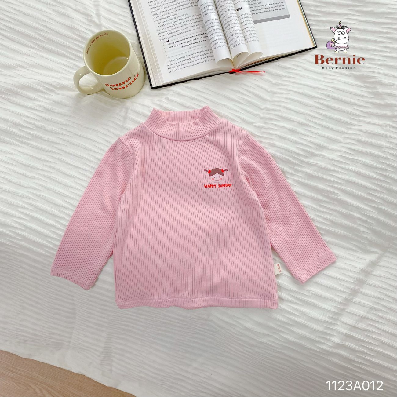 Áo thun dài tay 3 phân cổ lọ giữ nhiệt thun tăm BERNIE unisex 1 đến 7 tuổi