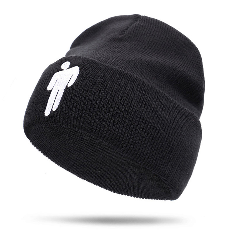 Women Embroidery Bonnet Billie Eilish Merch Beanie Knit Hat Solid Hip-hop Cap Jessica. 