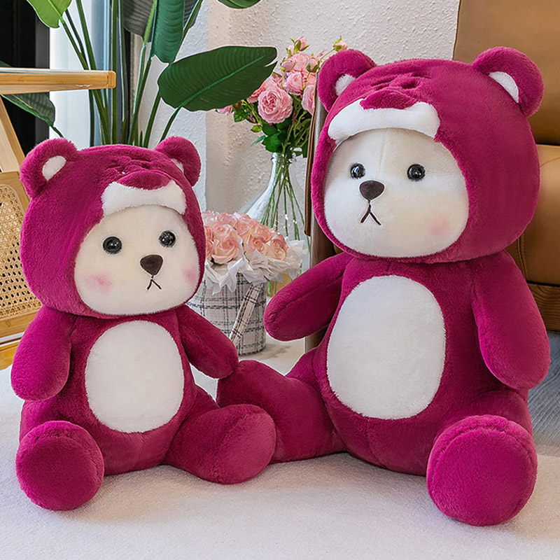 KS Gấu Búp bê gấu Teddy vải lông gấu dâu tây biến đổi siêu dễ thương mới của KS