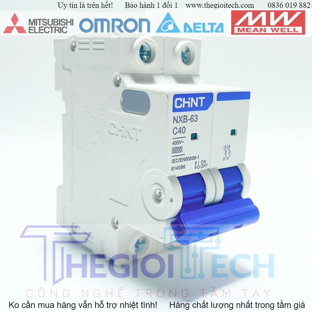Aptomat MCB 2 Pha NXB-63 Chint 6A~63A Dòng Cắt 6kA
