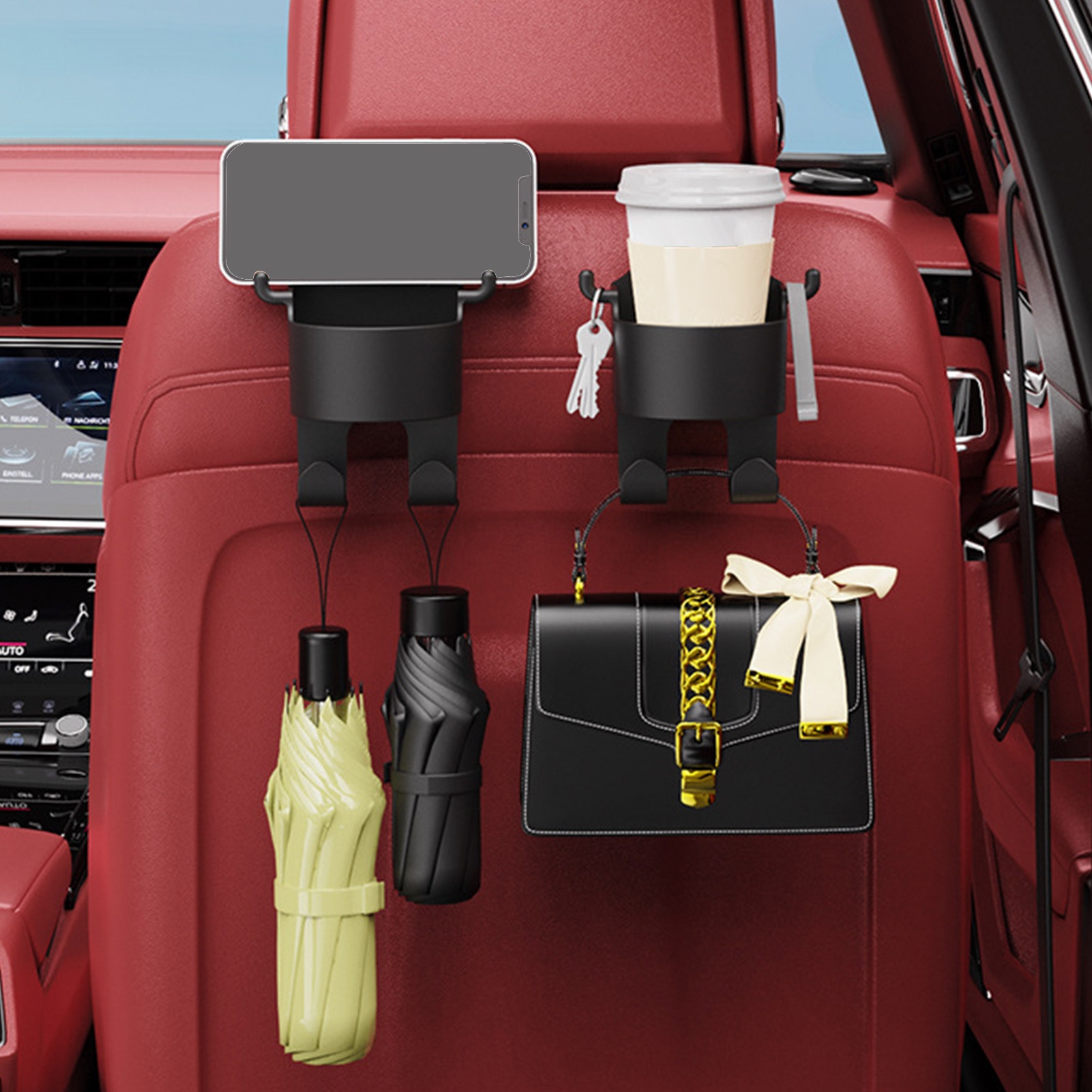 Gucanou Car Cup Holder Car Storage Organizer Convenient Car Seat Back Cup Holder Hook Versatile Storage Phone Holder for Easy Installation Ideal