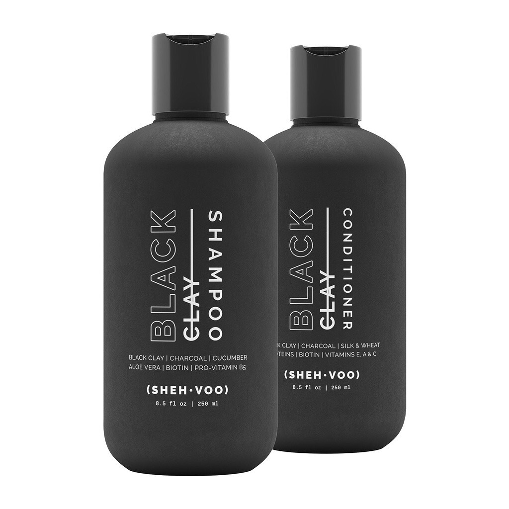 Cặp dầu gội xả shehvoo black clay 250ml