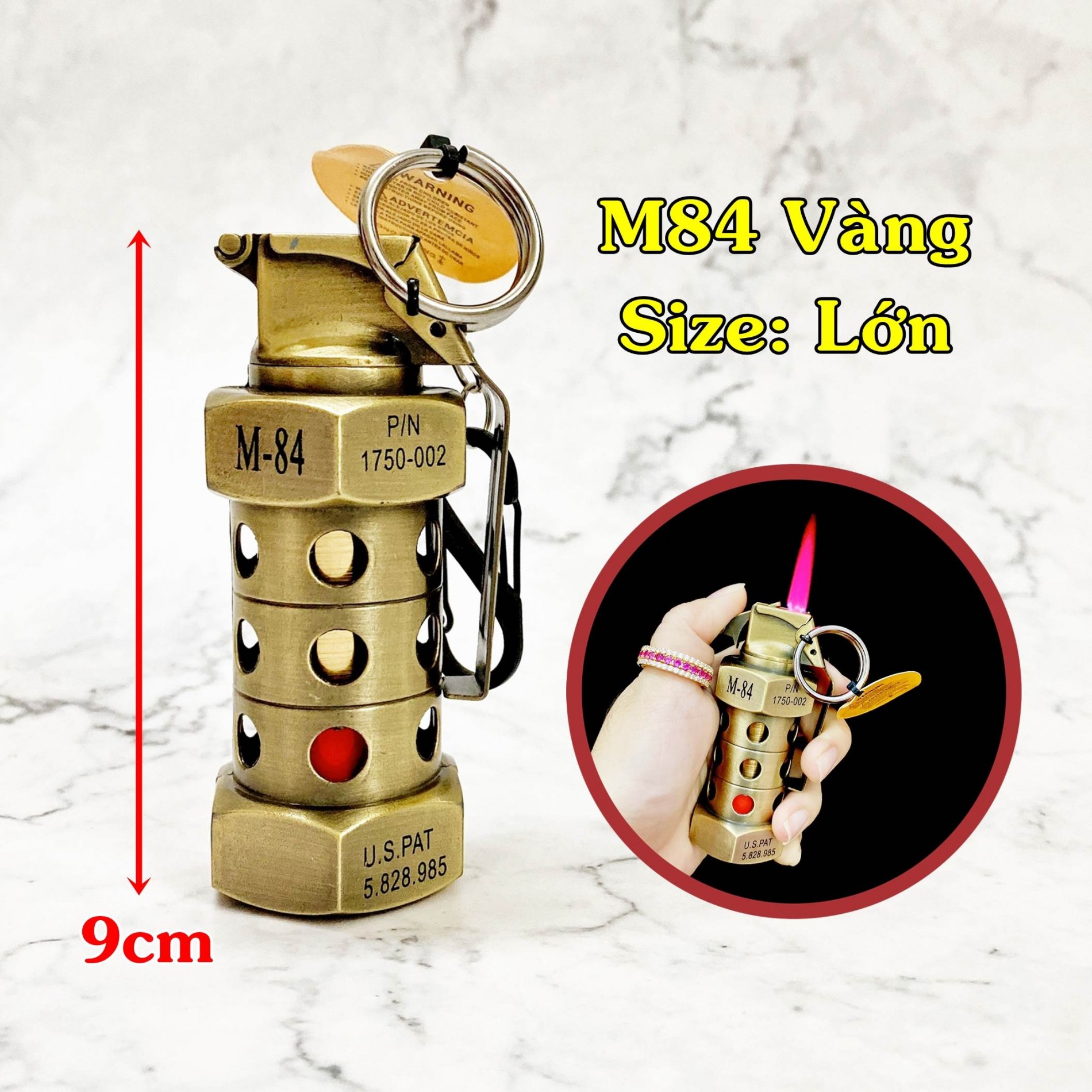 Bật lửa gas khè móc khoá hình trái lựu các loại size lớn 9cm