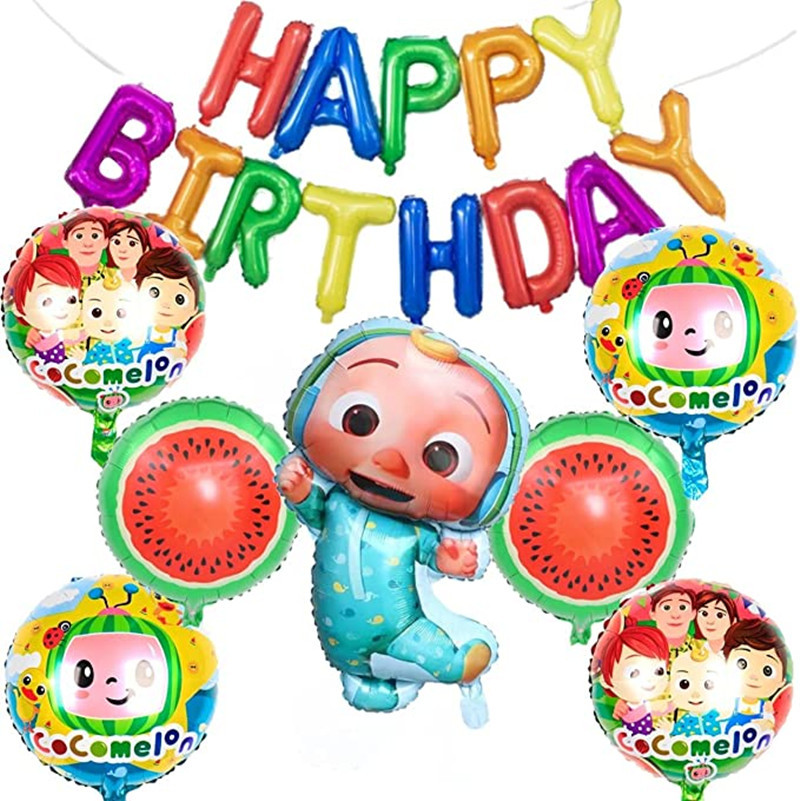 1Set CoComelon Theme Aluminum Balloon Set Kids Birthday Party Balloon ...