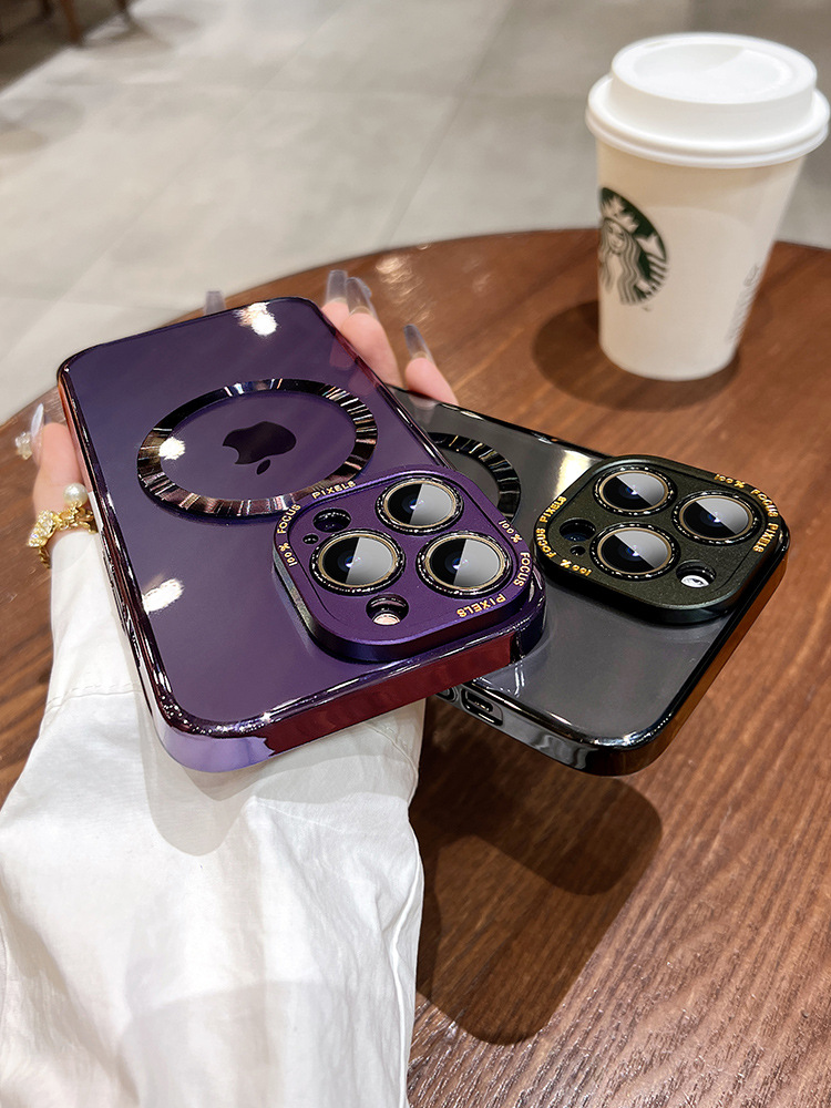 Kisscase Sang Trọng khung mạ điện Cứng PC backplate vỏ điện thoại Cho iPhone 15 14 13 12 Pro Max Cộng Với Trường Hợp Không Dây Sạc Bìa Kim Loại Ống kính bảo vệ vỏ khung Cho iPhone 13 Pro Max Rõ Ràng Cover Quay Lại
