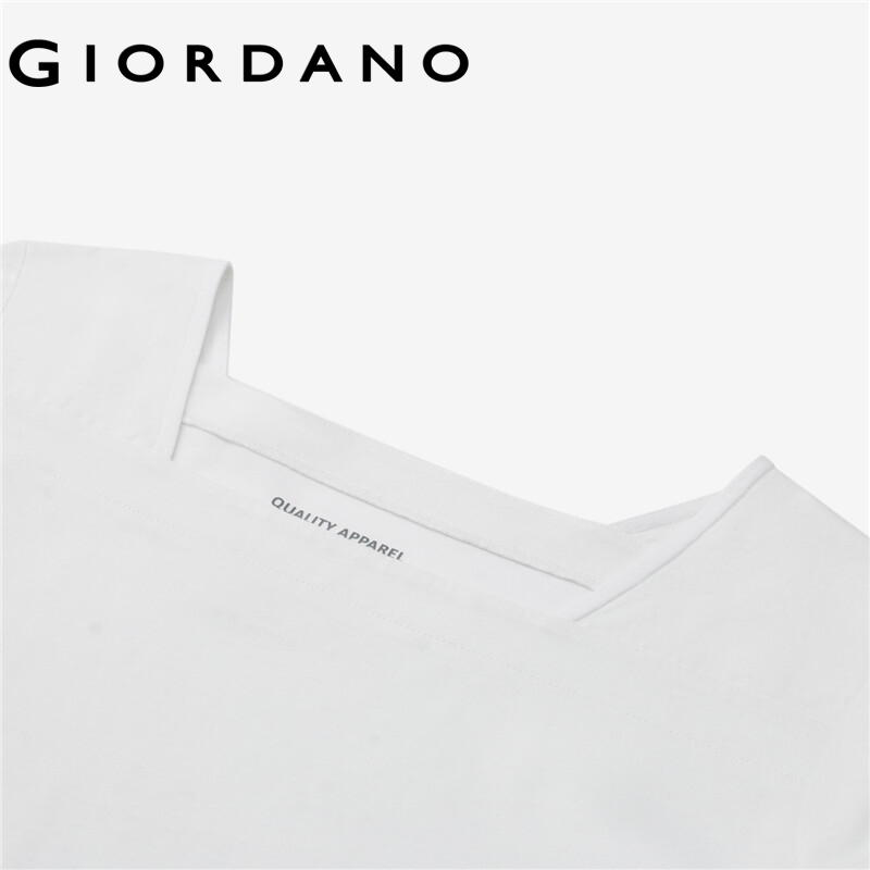 Giordano áo thun tay ngắn nữ chất liệu bông tơ bóng cổ vuông tà áo hình cung dệt kim Free Shipping 05323442