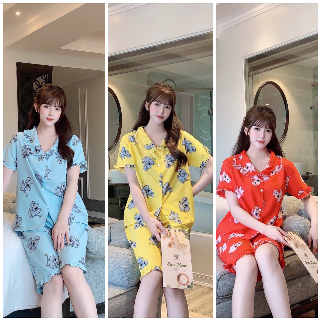[3 size 46-70kg] Đồ bộ LỤA LỬNG BÉ VOI TIỂU THƯ MỀM MỊN DỄ THƯƠNG thời trang