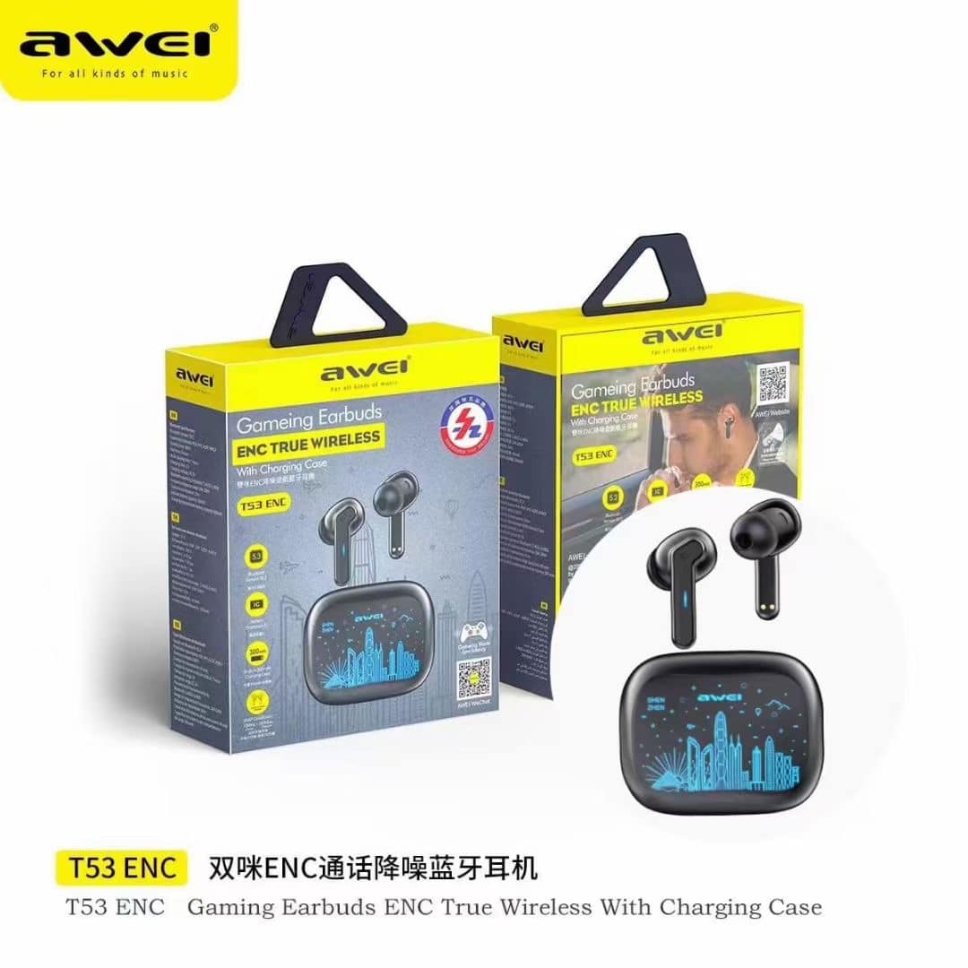 Awei T53 True Wireless Bluetooth Gaming Earbuds With Charging Case Hong ...