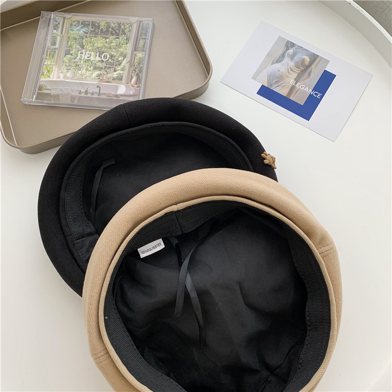 Korean%20Style%20Elegant%20Winter%20Cute%20Bear%20Woolen%20Beret%20Hat%20for%20Women,%2056-58cm%20-%20Image%207