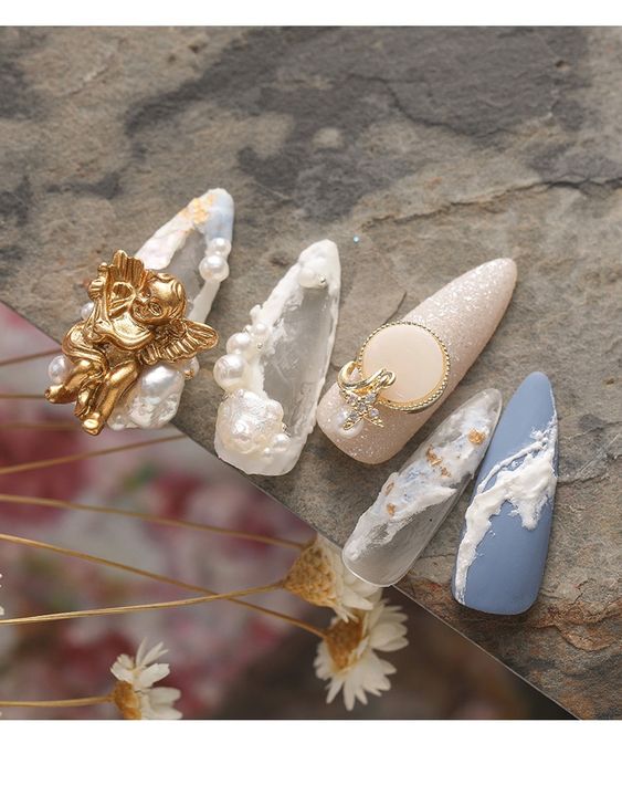 Phụ Kiện Charm Thiên Thần Châu Âu Đính Móng