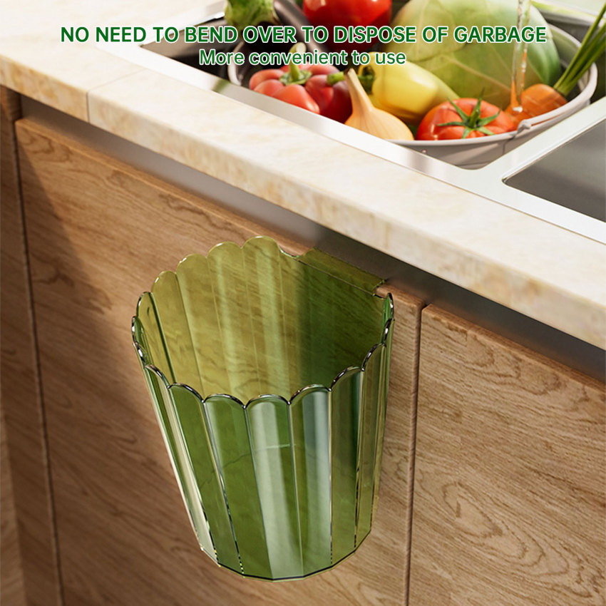 Kitchen Hanging Trash Can Desktop Clutter Collection Basket Cabinet Wall Mounted Garbage Bin Container Household