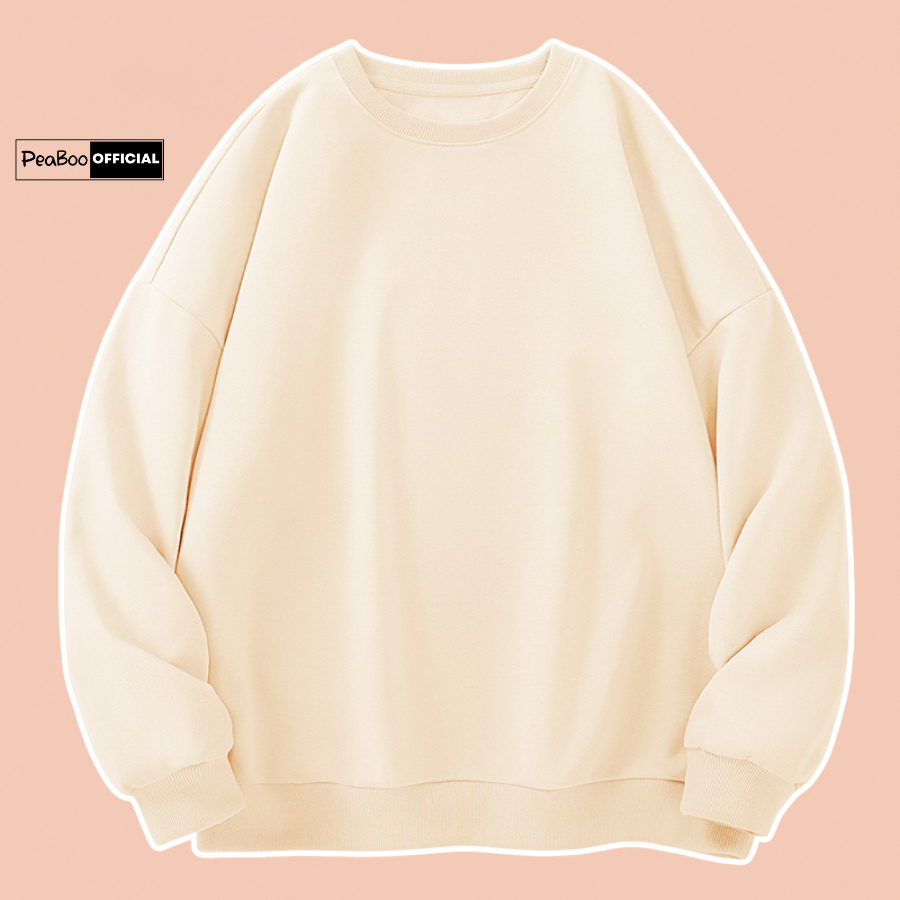 Áo sweater trơn basic nam nữ by peaboo unisex chất nỉ lót bông form rộng