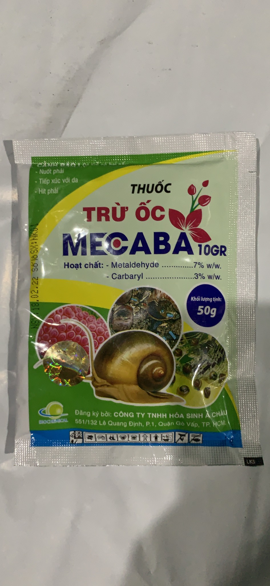 Sản phẩm diệt ốc dạng bả mecaba gói 50gr
