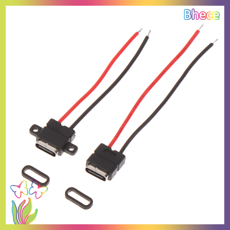 Bhece 1pcs USB Type C Waterproof Connector Welding Wire Female Socket Fast Charging Type-c Charging Interface Jack