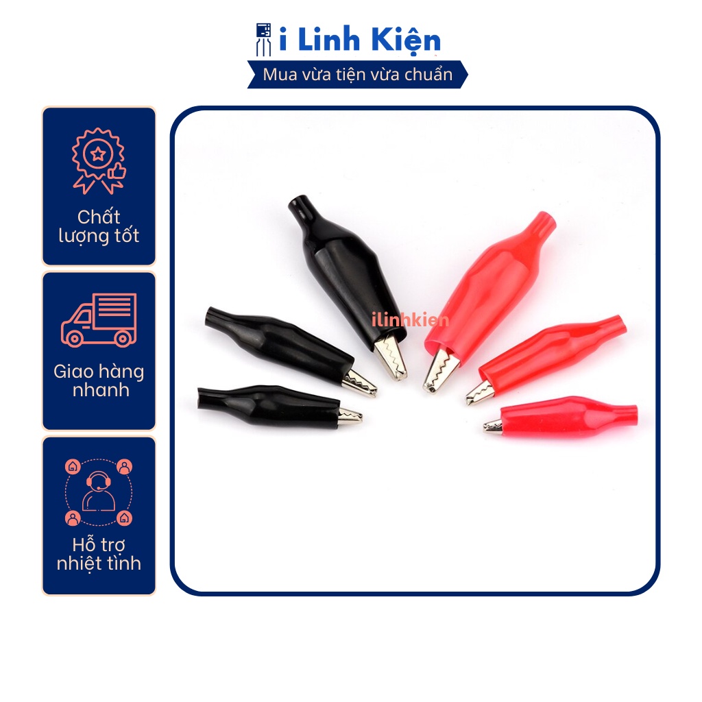 Đôi kẹp cá sấu nhỏ 26mm chất lượng tốt (1 đen + 1 đỏ)