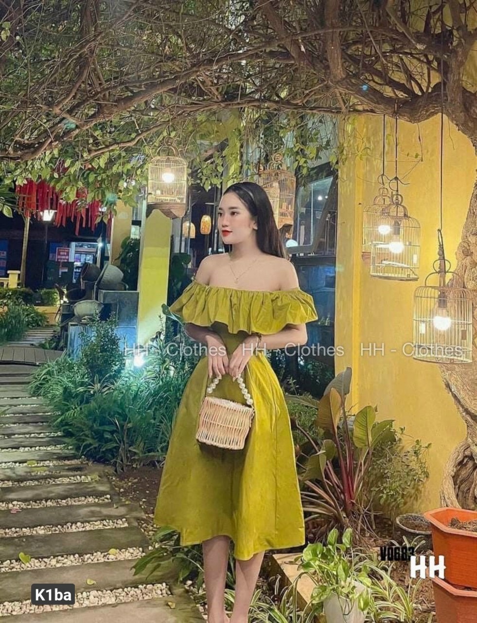Đầm Váy Xoè Trễ Vai Tiểu Thư Dáng Dài (hình chụp thật)