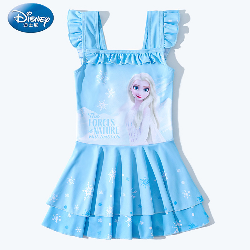Ready Stocks 100-150cm Kids Swimwear Princess Elsa Printed One Piece Skirt