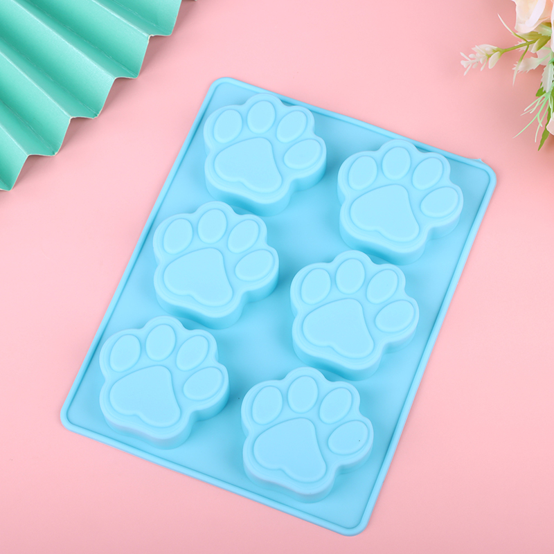 1Pc 6Cavities Lovely Dog Cat Paw Fondant Cake Silicone Mold DIY Baking Mould.