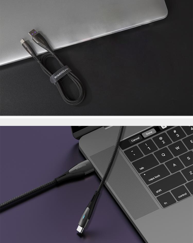 Cáp sạc nhanh Romoss, cáp sạc nhanh CB303 cổng kết nối Micro USB to type-C
