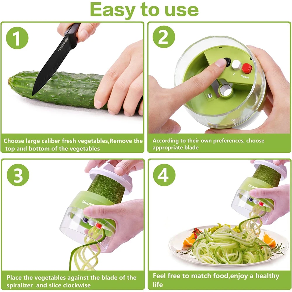 【Worth-Buy】 4 In 1 Spiralizer Vegetable Grater Portable Handheld Veggie Slicer Kitchen Necessaries Adjustable Cutter Salad Creative Tools