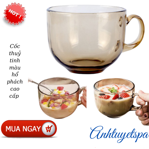 Sét 2 Cốc thuỷ tinh màu hổ phách 480ml cao cấp , Ly thuỷ tinh hổ phách trong suốt chịu nhiệt