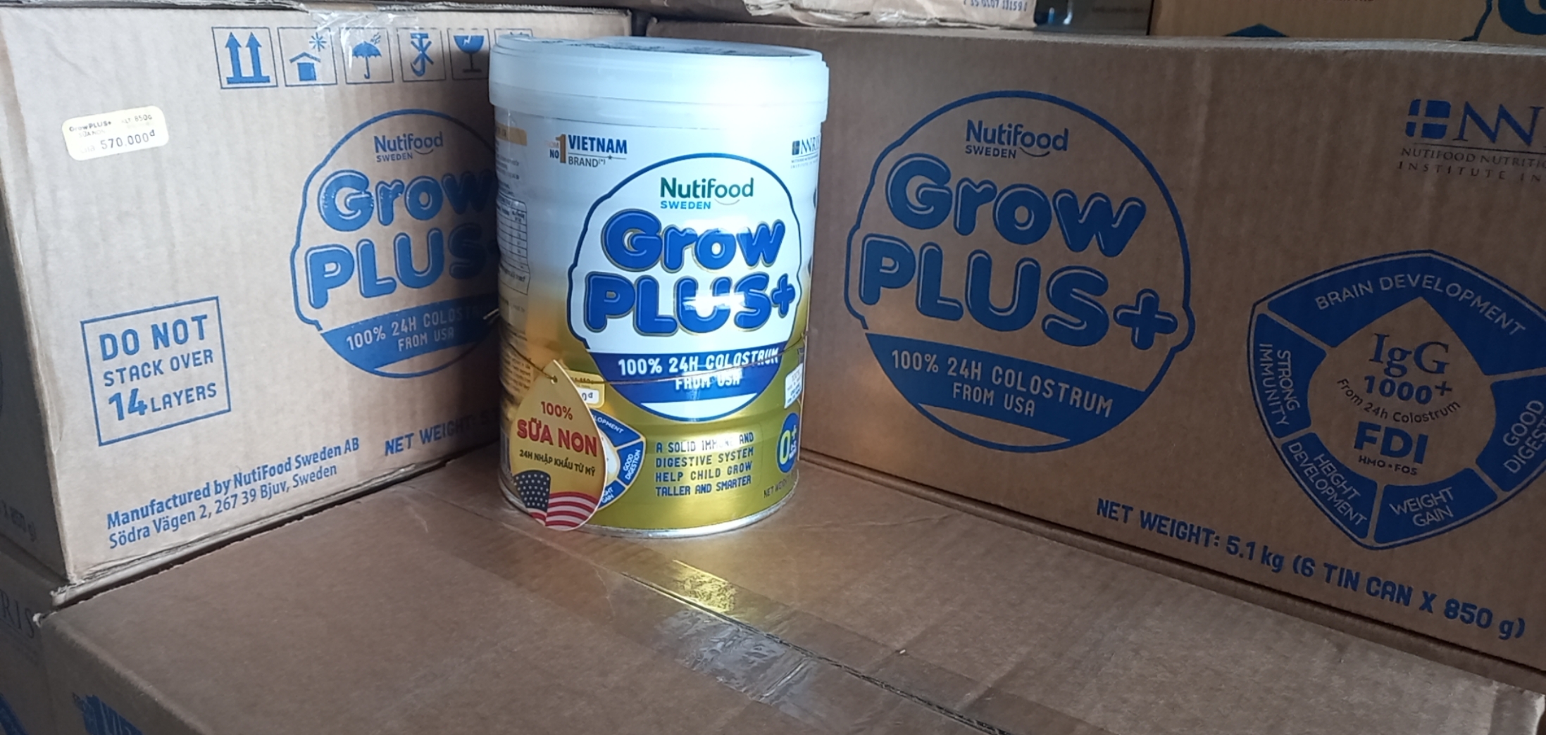Sữa non Nutifood growplus vàng 0+ 800g