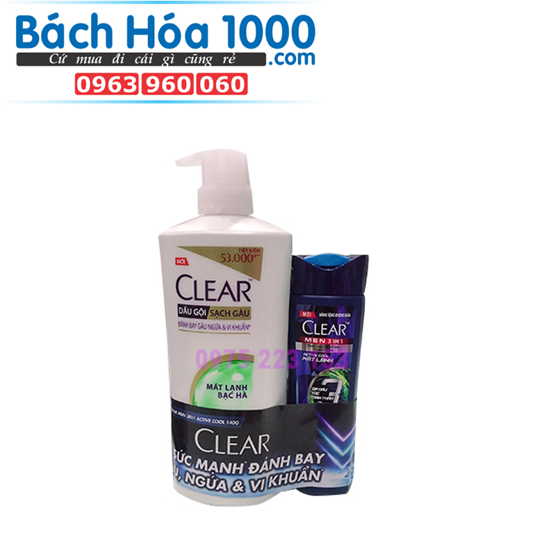 Dầu gội sạch gàu Clear mát lạnh bạc hà 630ml