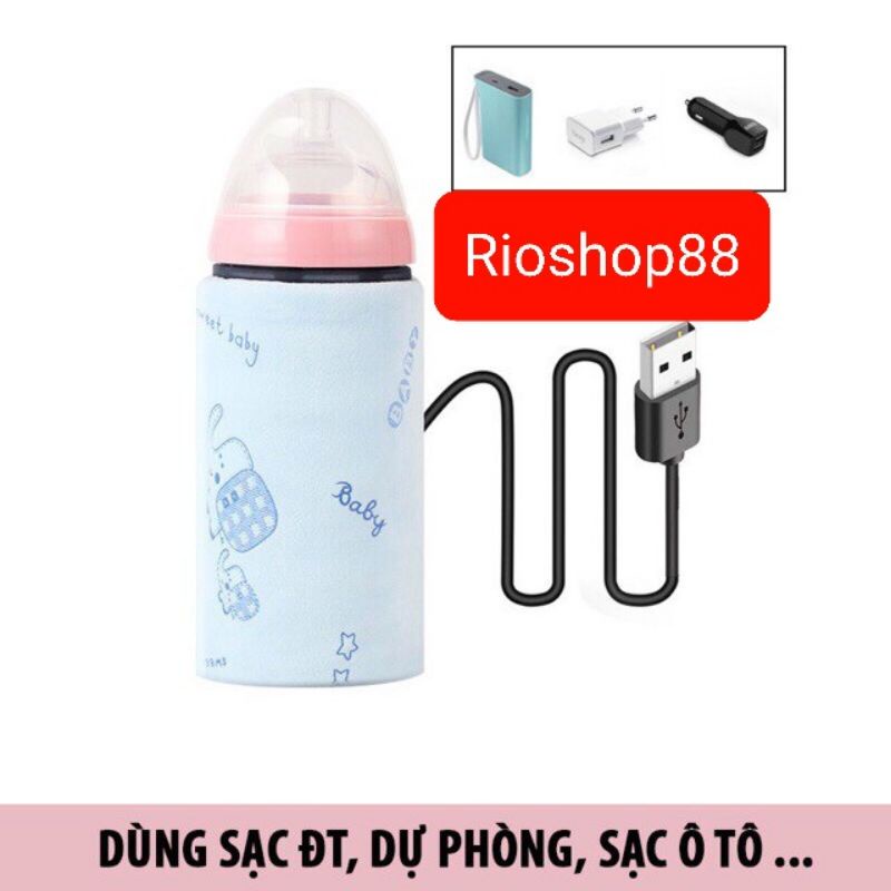 Túi ủ ấm bình sữa cho bé xạc Usb tiện lợi