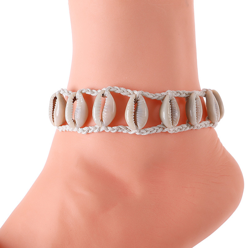 1 PCS Summer Natural Shell Anklets for Women Beach Rope Chain Barefoot Shell Bracelet Anklet on Leg Anklet