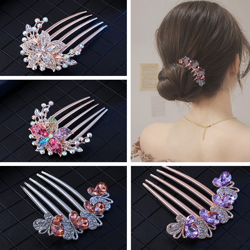 Lược Cài Tóc Năm Răng Đính Đá Sang Trọng Cho Nữ