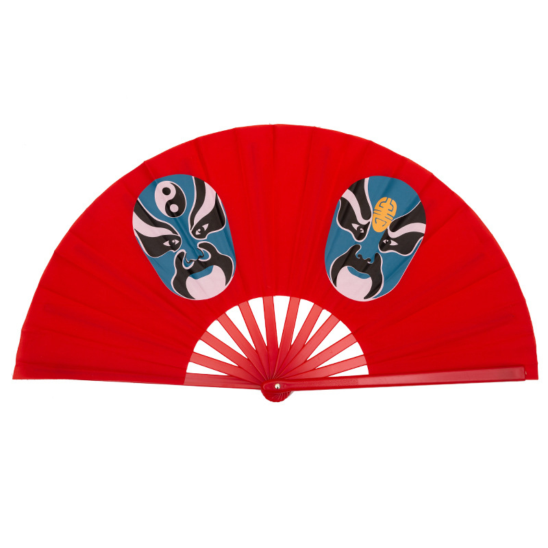 Mujiajia Red Dance Fan Wushu Fan Tai Chi Fan Rattling Fan Kung Fu Fan Plastic Unbreakable 8 inch