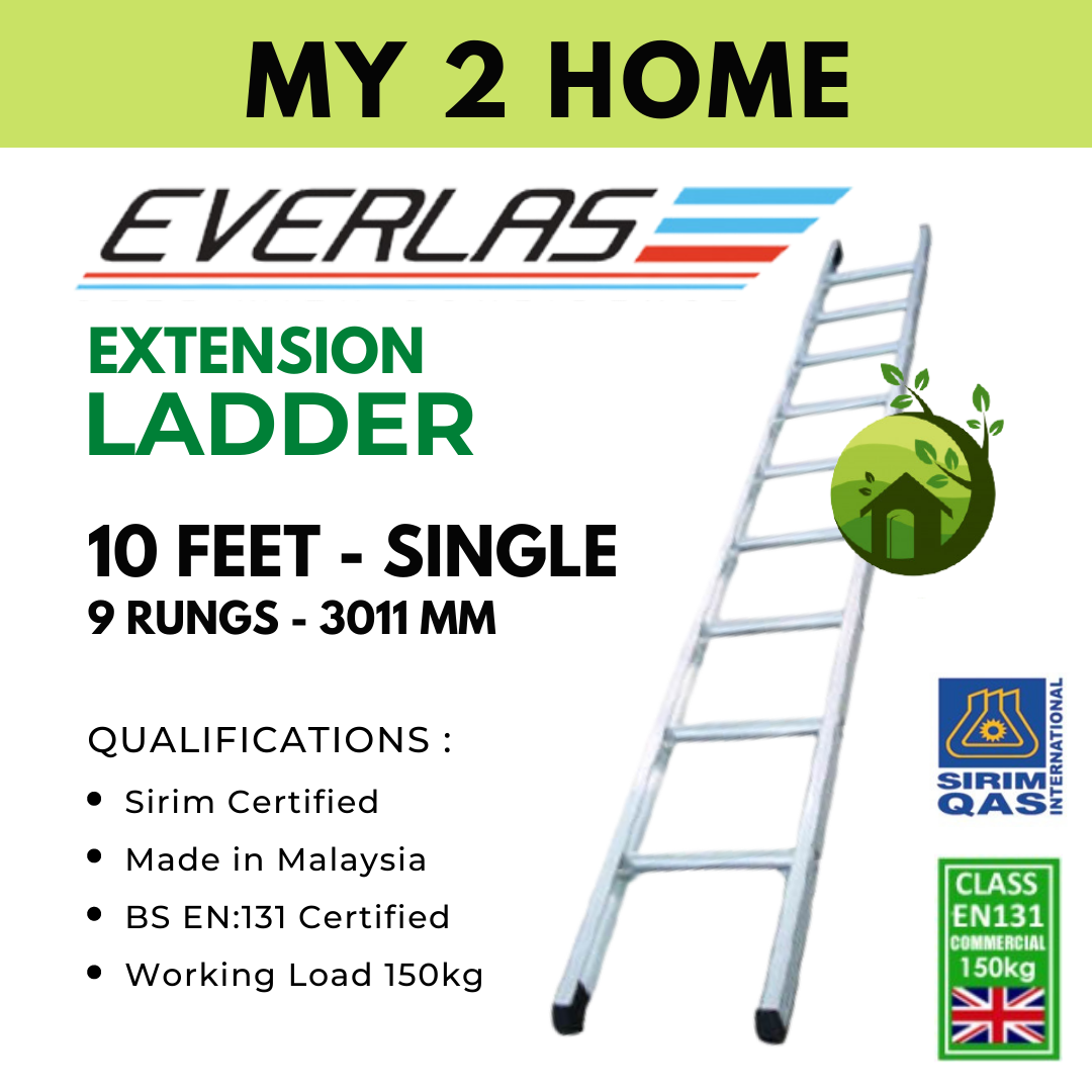 10 Feet Everlas Extension Ladder (10') (10'x10') (10'x10') Tangga Slide
