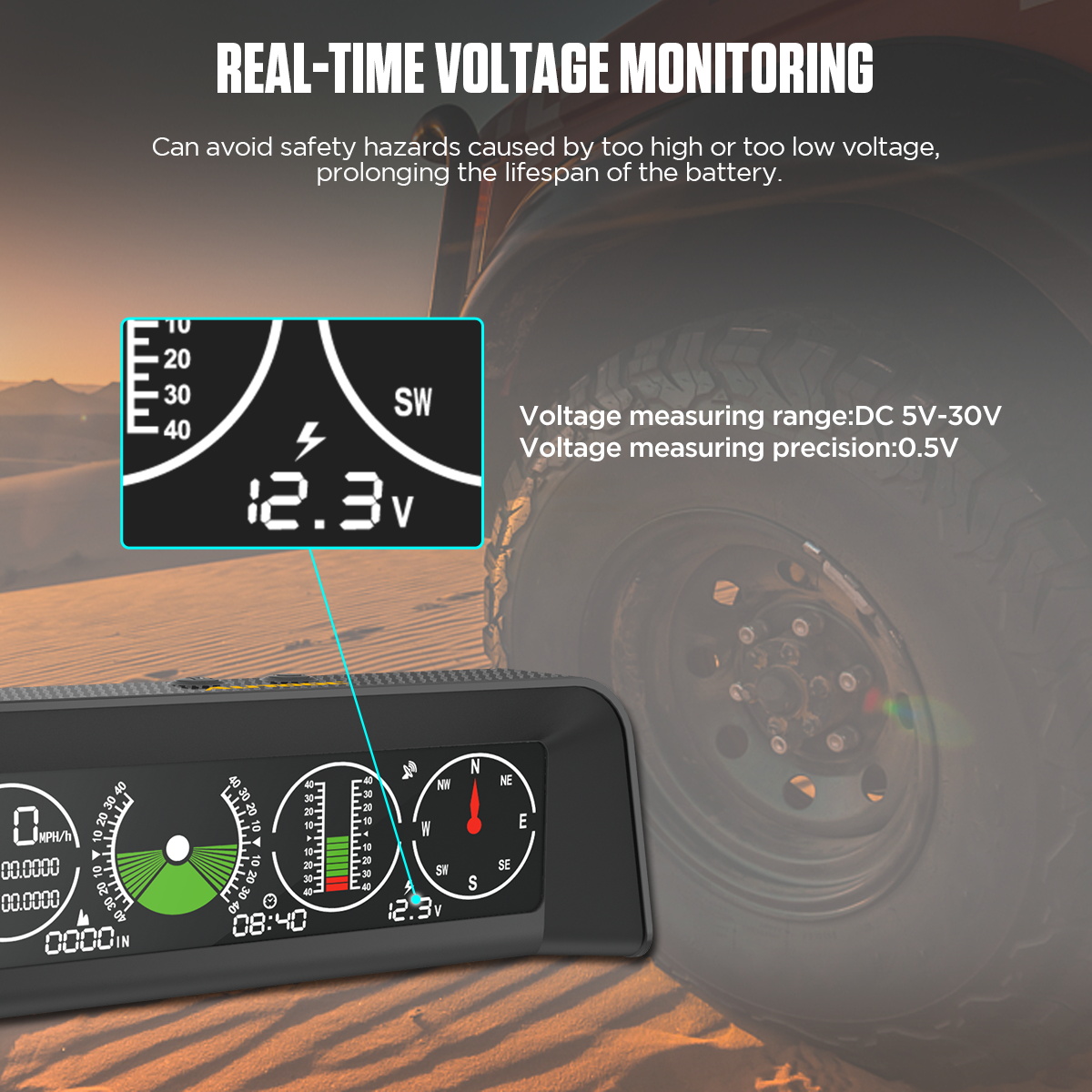 X90 On-Board Computer Display OBD2 Car Speedometer OBD Gauge with Tilt  Pitch Angle Protractor Display 