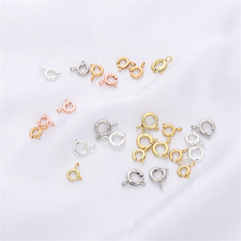 Móc Khóa Lò Xo Móng Tròn Móc Khóa Lò Xo Bằng Đồng Thau Đầu Nối Móc Với Mạ 14K/18K/Bạch Kim/Bạc/Vàng Hồng Cho Đầu Nối Vòng Cổ Vòng Tay Phụ Kiện Tìm Kiếm Trang Sức Tự Làm