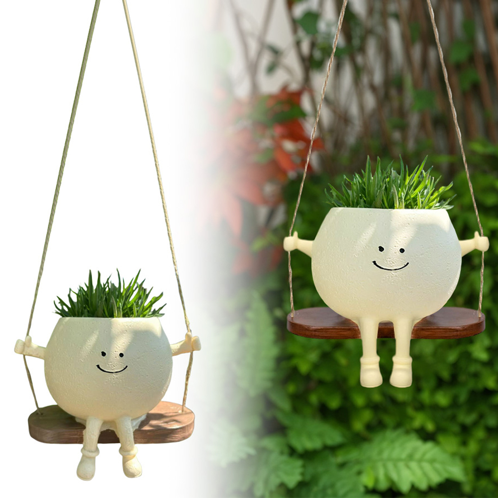 Creative Rocking Chair/Swing Face Succulent Planter Cute Resin Planters ...