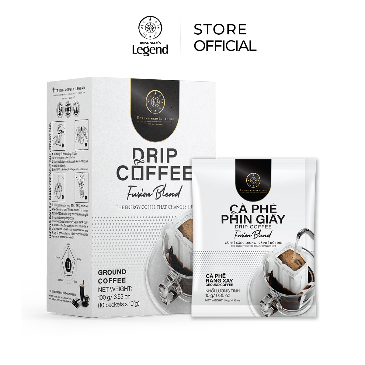 Trung Nguyên Legend Cà Phê Phin Giấy Fusion Blend – Hộp 10 gói - Hương Trái Cây Độc Đáo