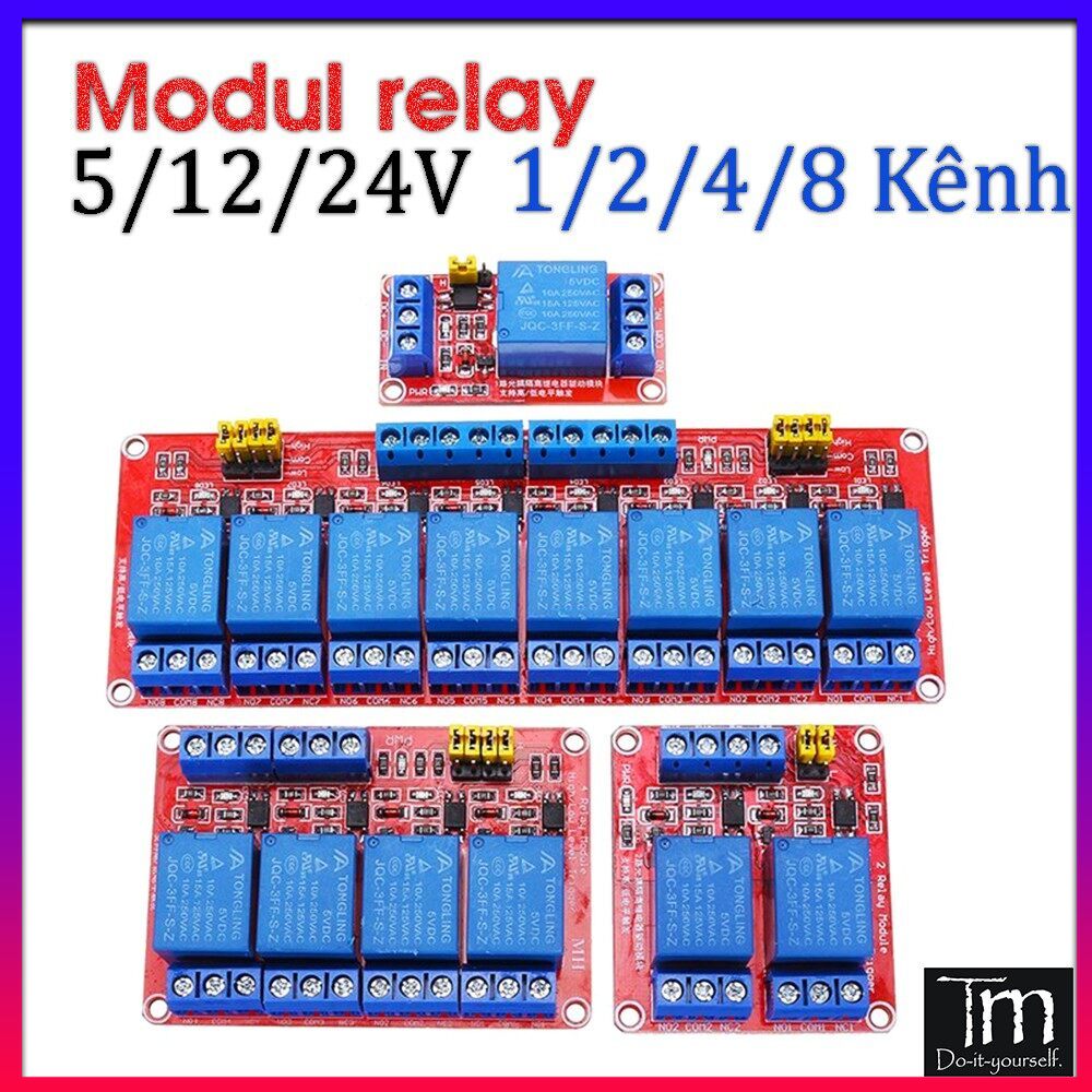 Modul relay có cách ly opto có cài mức kích