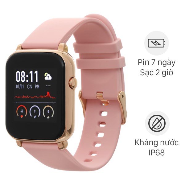 Đồng hồ thông minh BeU B1 Đen - hồng