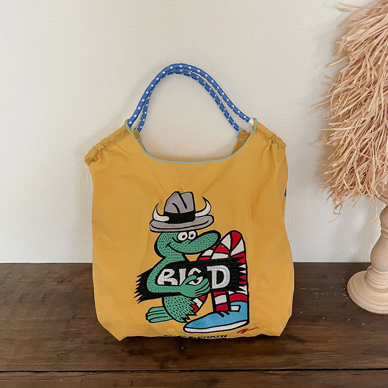 ELACCENT Japanese ball chain joint embroidery shopping bag small nylon handbag environmental protection bag new cloth bag