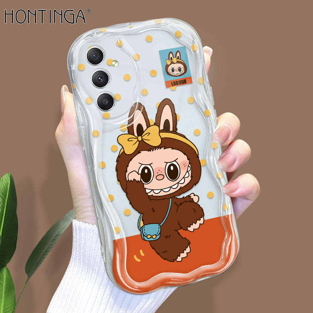 Hontinga for Samsung A34 5G Back Cover Cute Labubu Phone Case Texture Wavy Edge Soft Mobile Cover. 