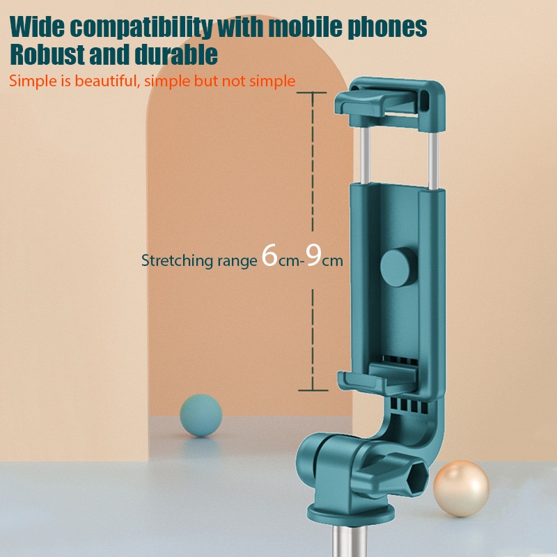 New R1 Universal Bluetooth Selfie Stick Tripod with Wireless Remote Control Mini Retractable Selfie Stick 360 ° Phone Bracket