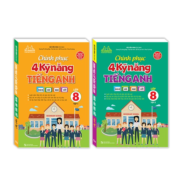 Sách - Combo 2c Chinh phục 4 kỹ năng tiếng anh Nghe - nói - đọc - viết lớp 8