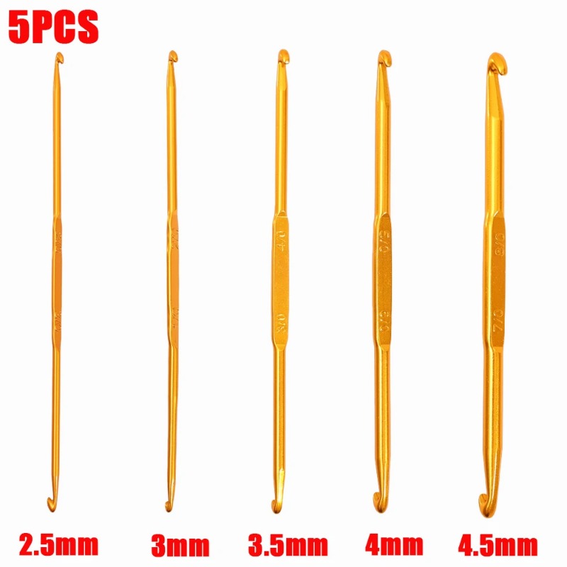 1-5Pcs Aluminum Crochet Hooks Knitting Needles Handmade Apparel DIY Crafts Tool Crochet Needles Set for Sewing Knitting Accessories