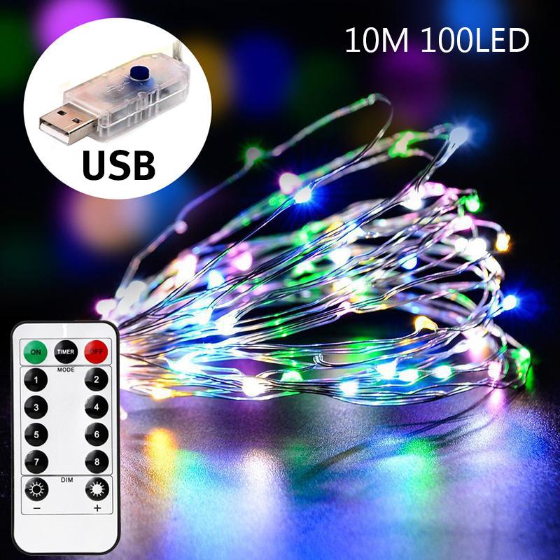 10M 100 LED Fairy Lights USB Plug In With Remote Control Dimmable, Warm