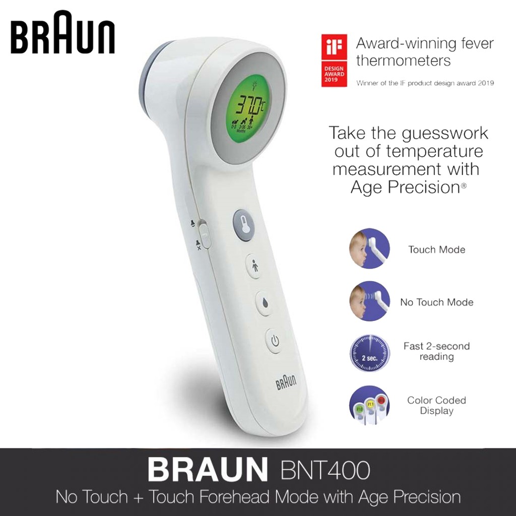 Braun 3-in-1 No Touch Touch Forehead with Age Precision - BNT400 With One  Year Warranty 51EO