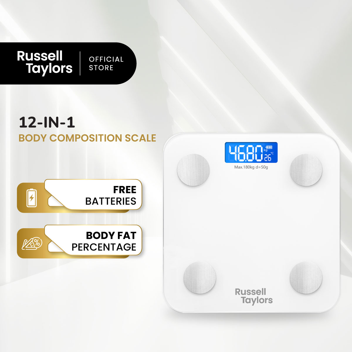 Russell Taylors Body Fat Smart Bluetooth Weighing Scale BWS-10 Body ...
