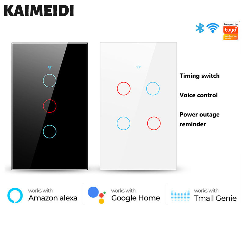 KAIMEIDI Smart WiFi Bluetooth wall touch switch light 433 remote control mobile phone APP timing voice remote control