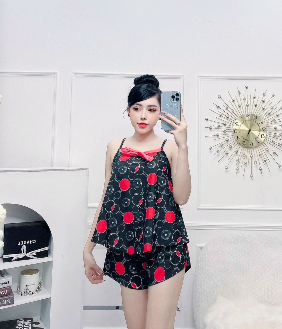 Set đồ nữ đùi-đồ bộ nữ 2 dây quần áo mặc nhà mùa hè chất lụa hàn mát mềm mại gợi cảm