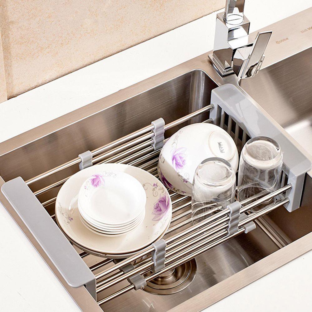 Giá Để Ráo Nước Bồn Rửa Bằng Thép Không Gỉ Cho Nhà Bếp Giá Phơi Bát Đĩa 304 Dụng Cụ Sắp Xếp Đựng Đồ Gắn Vào Đĩa Giỏ Đựng Rau Củ Quả